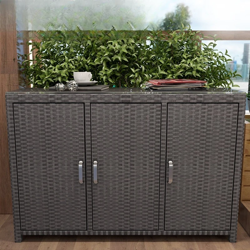 

Waterproof courtyard locker Outdoor garden locker Rattan balcony storage and finishing cabinet
