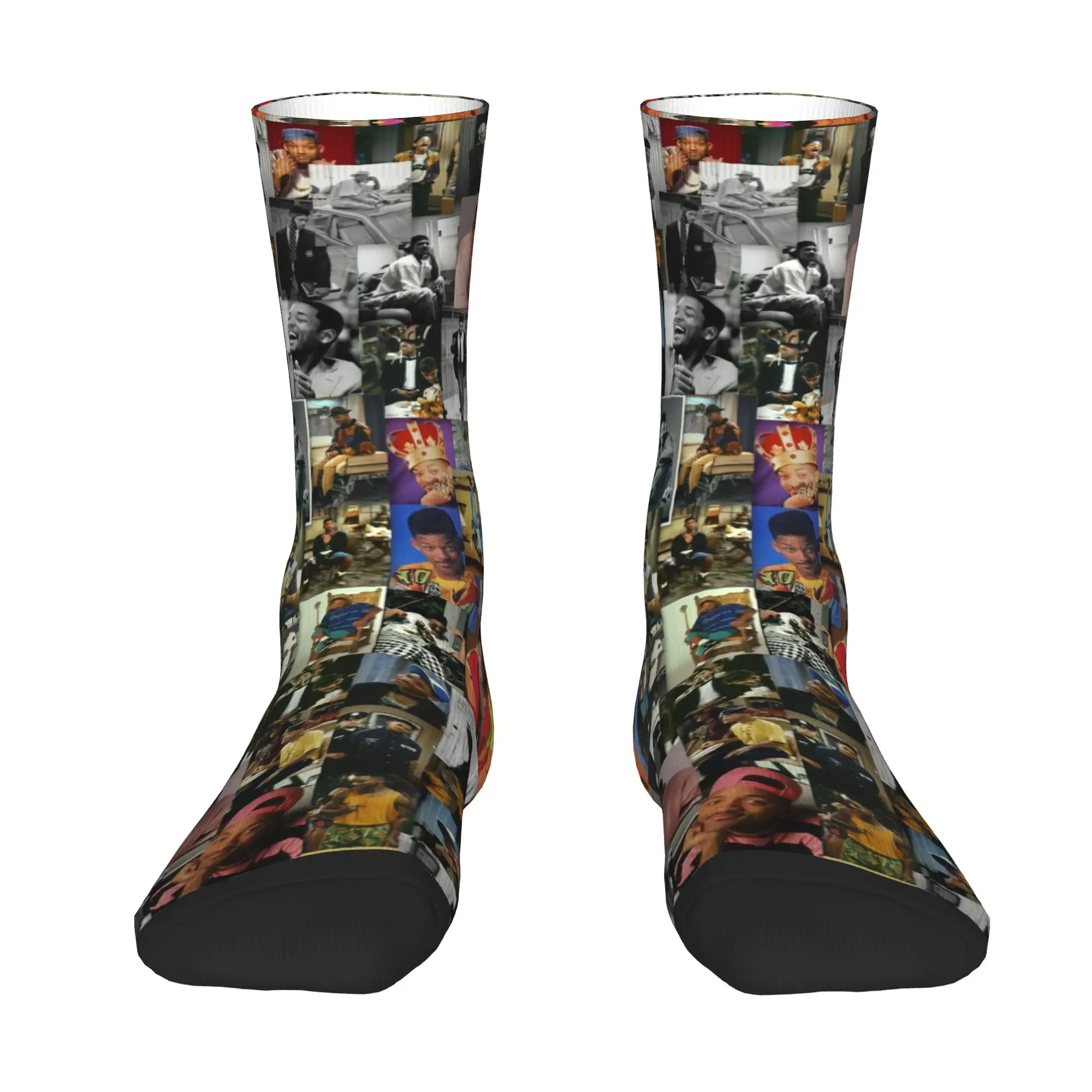 Fun Printed W-Wills S-Smiths American Actor Rapper Socks for Women Men Stretchy Summer Autumn Winter  Crew Socks