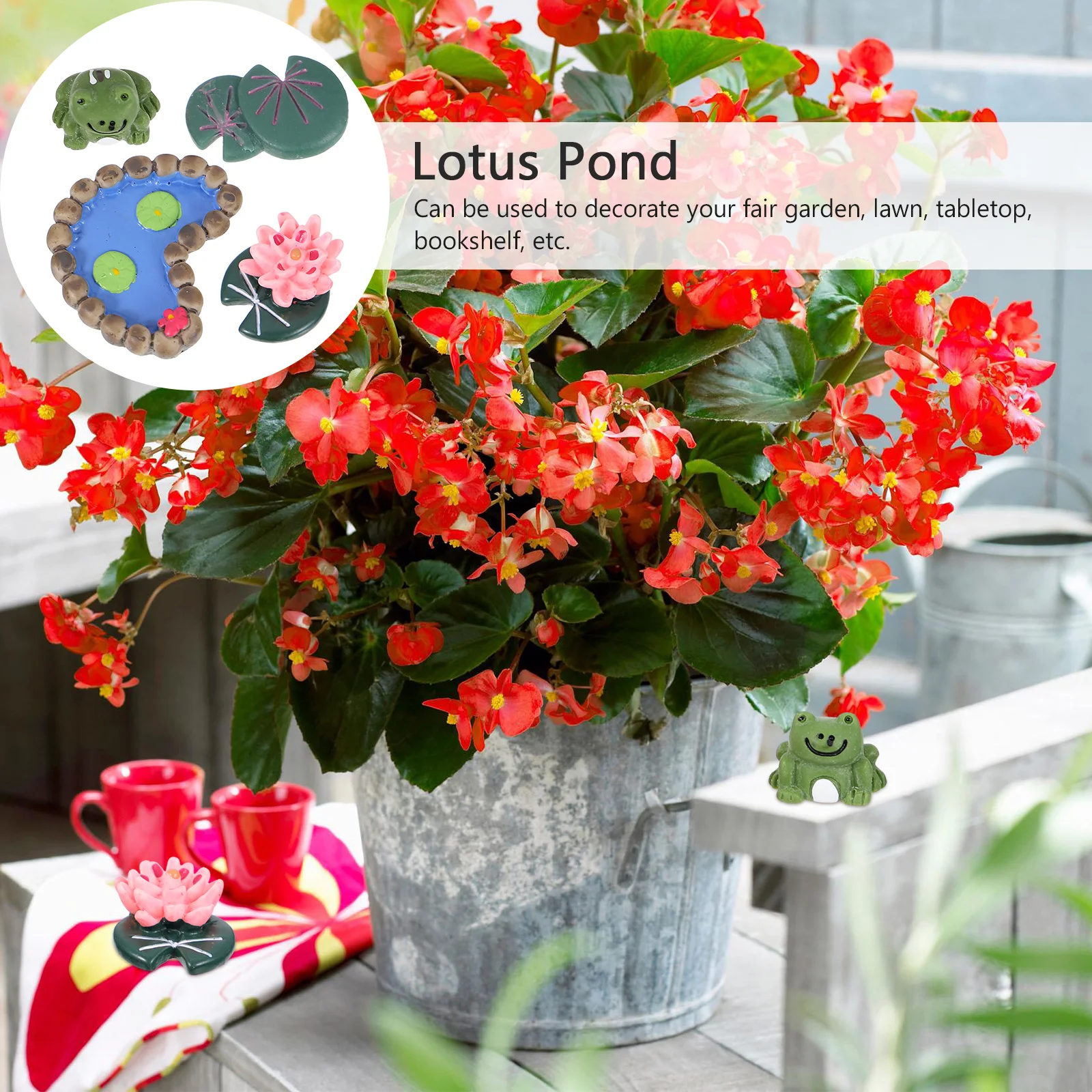 

12Pcs Resin Miniature Lotus Pond Ornament Decoration Vivid Appearance Chic Sculpture Garden Statue Natural Look