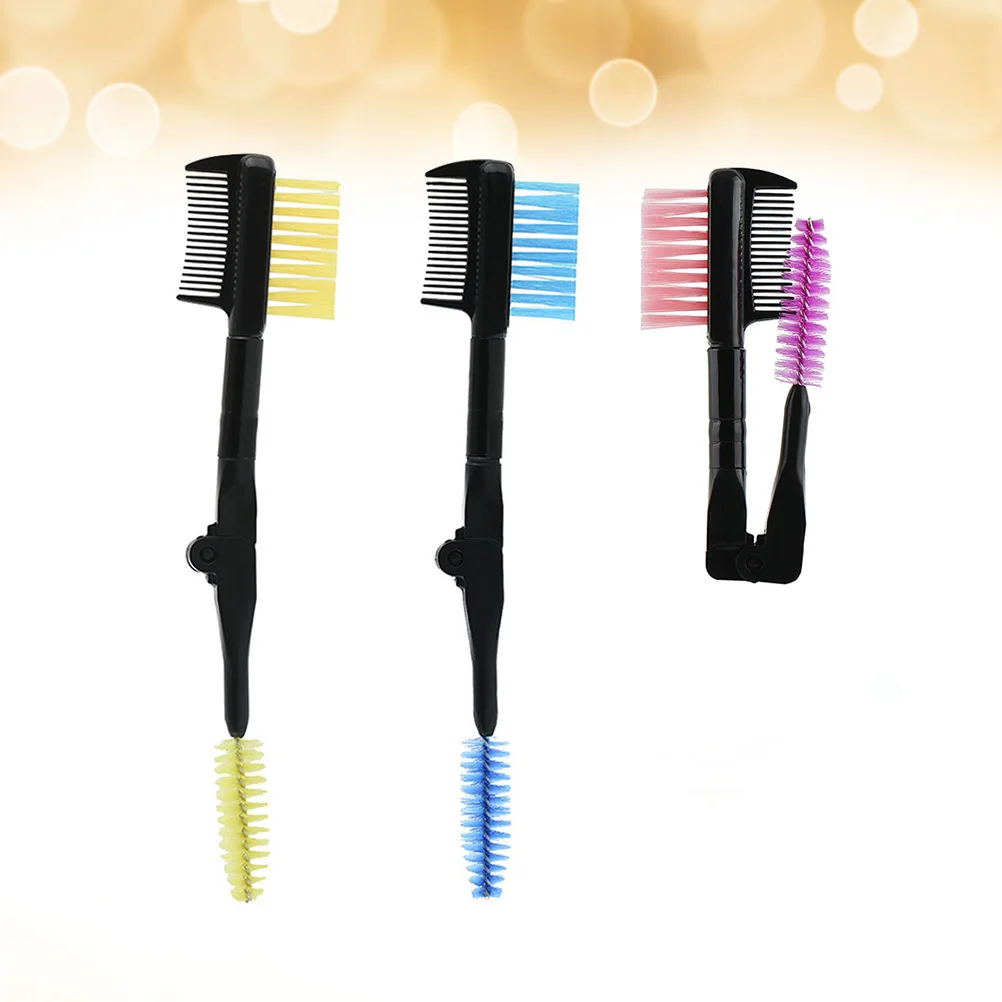 Peine de cejas plegable, cepillo de doble cabeza, peine de pestañas, herramienta de cuidado de cejas portátil de moda para mujeres y niñas, 3 uds.