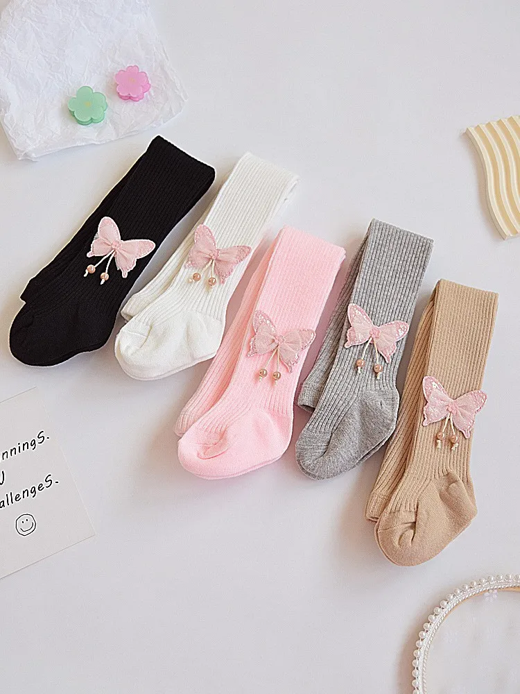 New Baby Girls Pantyhose Newborn Elastic Waist Solid Color Stockings Slim Fit Socks Tights for Casual Daily2-13Y