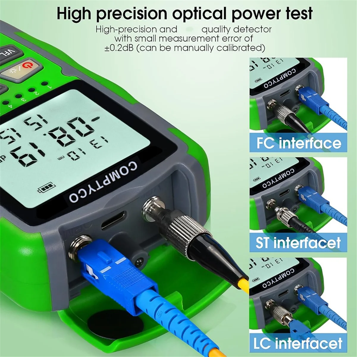 AA98 Mini Rechargeable Portable Fiber Optic Cable Tester with RJ45 Network Testing MC70-VFL 30KM Fiber Optic Power Meter