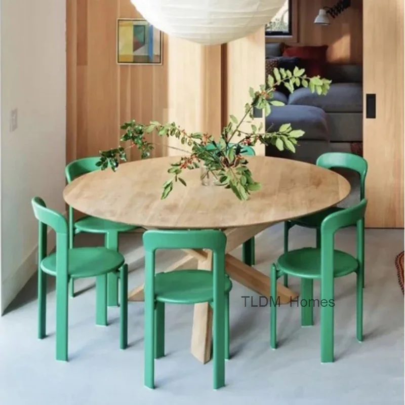 And Solid Wood Chairs Fashionable Dining Tables Modern Household Chairs Can Be Stacked With Mesh Red Dressing Stools