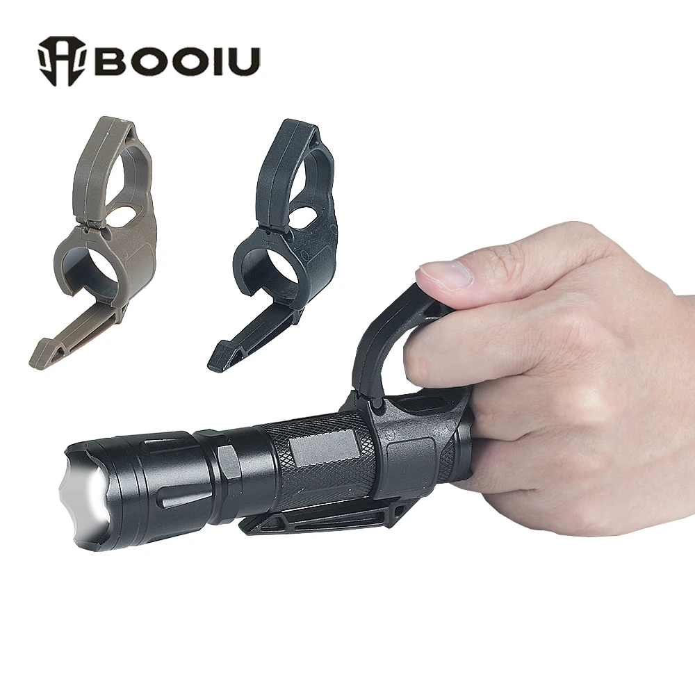 BOOIU Outdoor Portable Flashlight Clip adapter Anti-slip Nylon Finger Ring Flashlight Compatible Pocket Clip Tactics Accessories