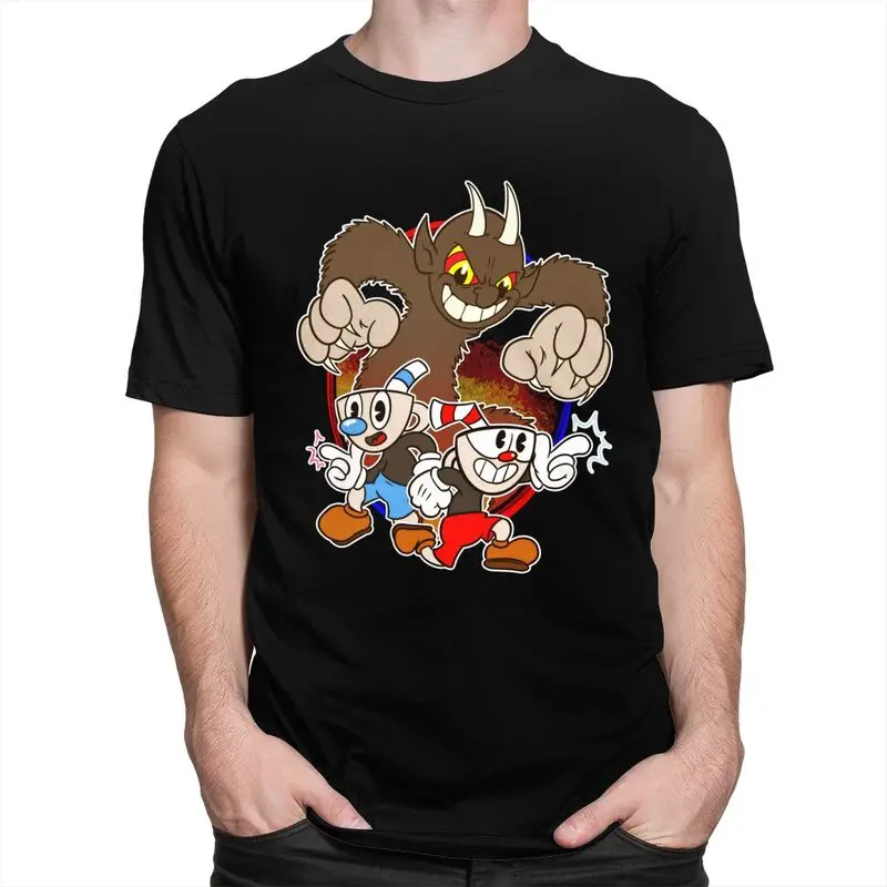 Custom Hot Game Cuphead T Shirts for Men 100% Cotton Tees Tshirts T-shirt