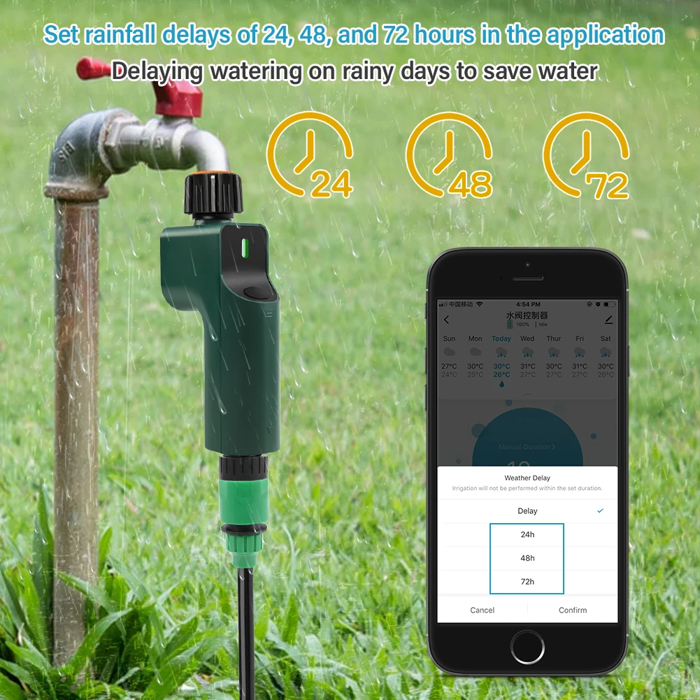 Zigbee Tuya sistema di irrigazione Smart Watering Timer APP irrigatore programmabile con gocciolamento di ritardo della pioggia per giardino