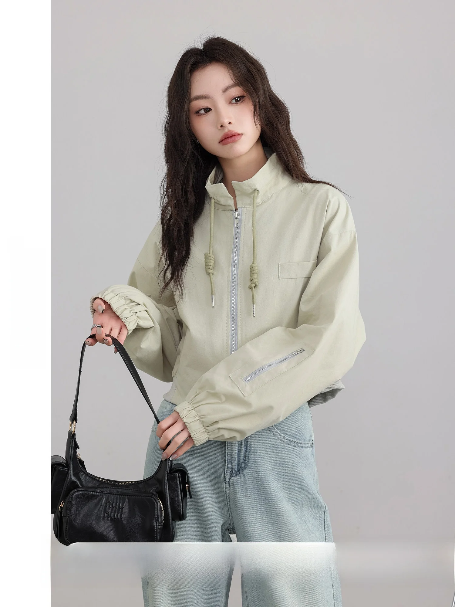 

Loose Casual Women's Jaet Spring New Sle een Mountain Wall Outdoor Windbreaker ort Length Zipper Closure Cotton 00%