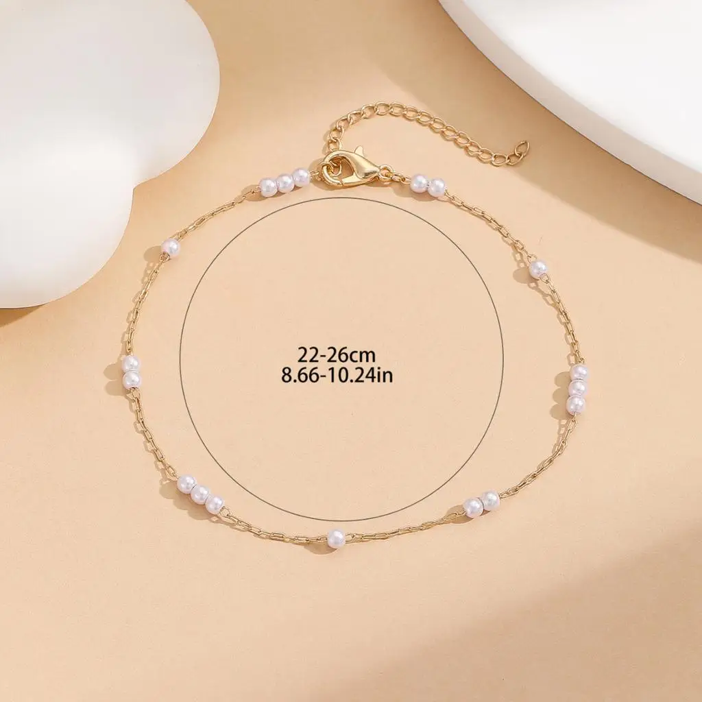 Kinitial Exquisite and fashionable laser plated ankle chains, fresh water small pearls as an anniversary gift for her