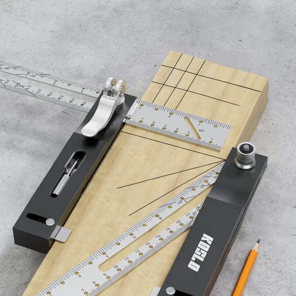 Woodworking Angle Ruler For KOSLO Multi Purpose Scribing Gauge Hole Locator Precise Carpentry Measurement Aid
