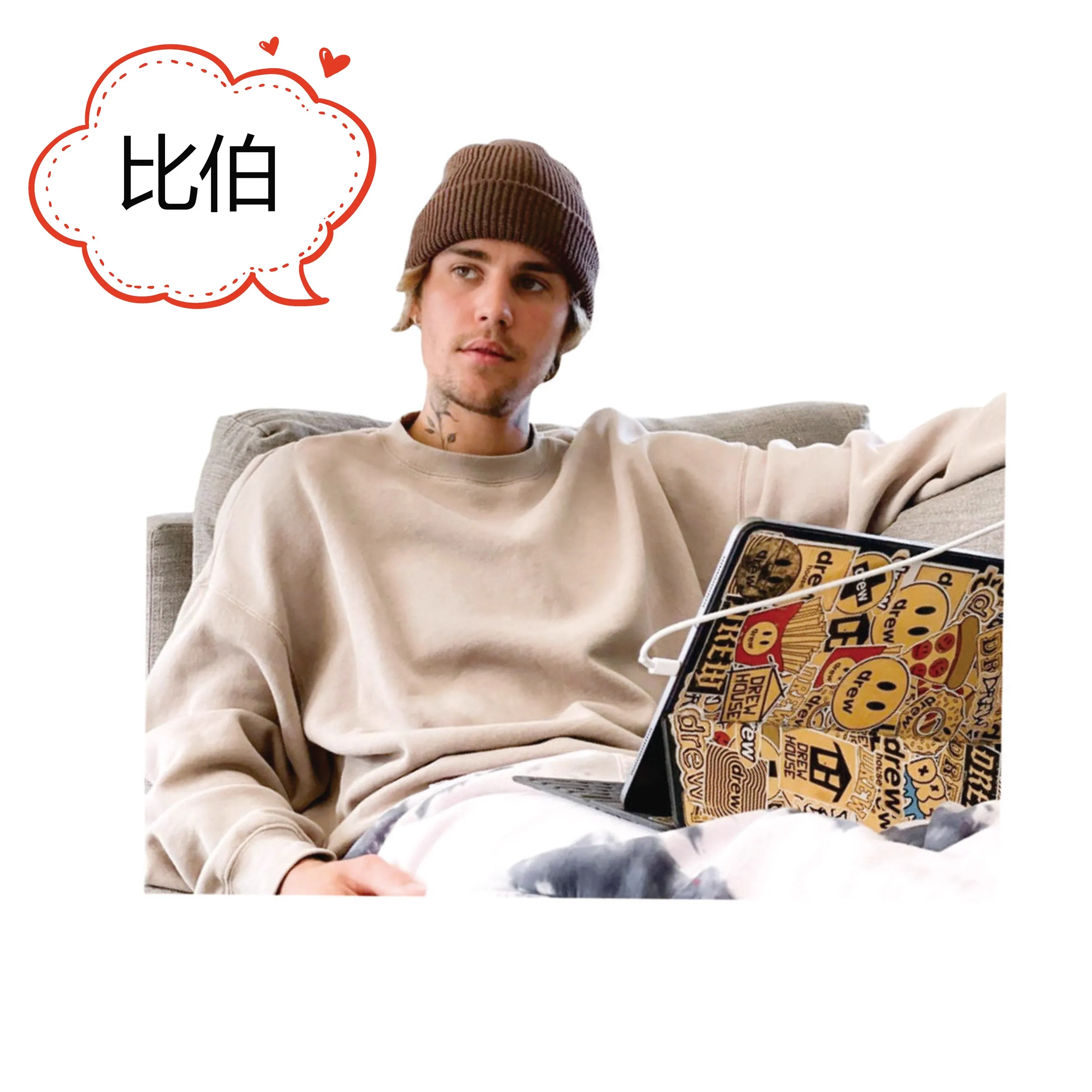 50 Stück Justin Bieber Charakter-Aufkleber, Promi-Aufkleber, dekorative Handyhülle für Wand, iPad, Koffer – Detail 2