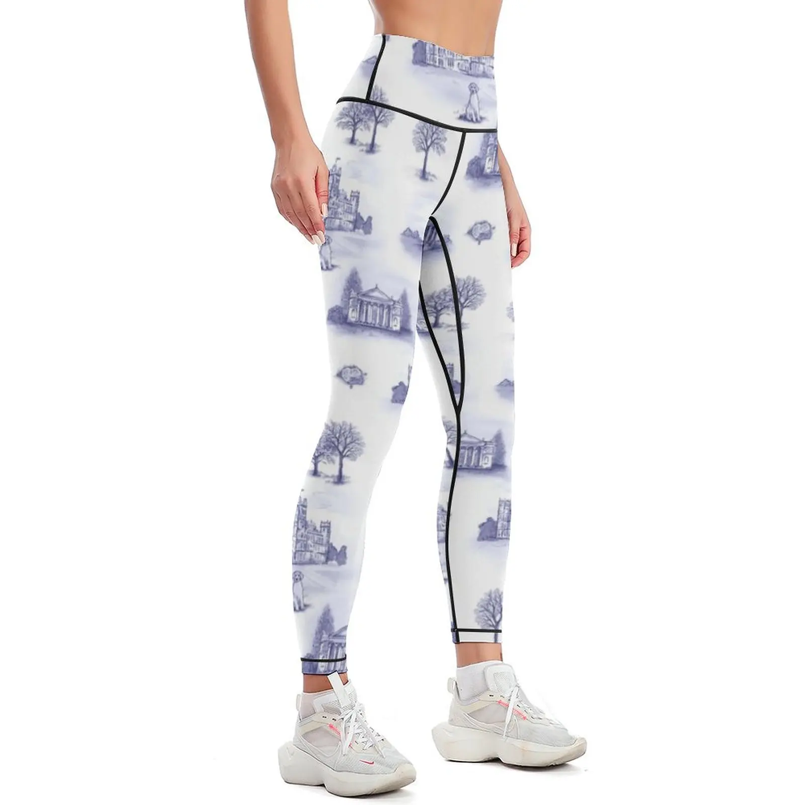 Downton Abbey inspired Toile Leggings Golf wear active wear Womens Leggings