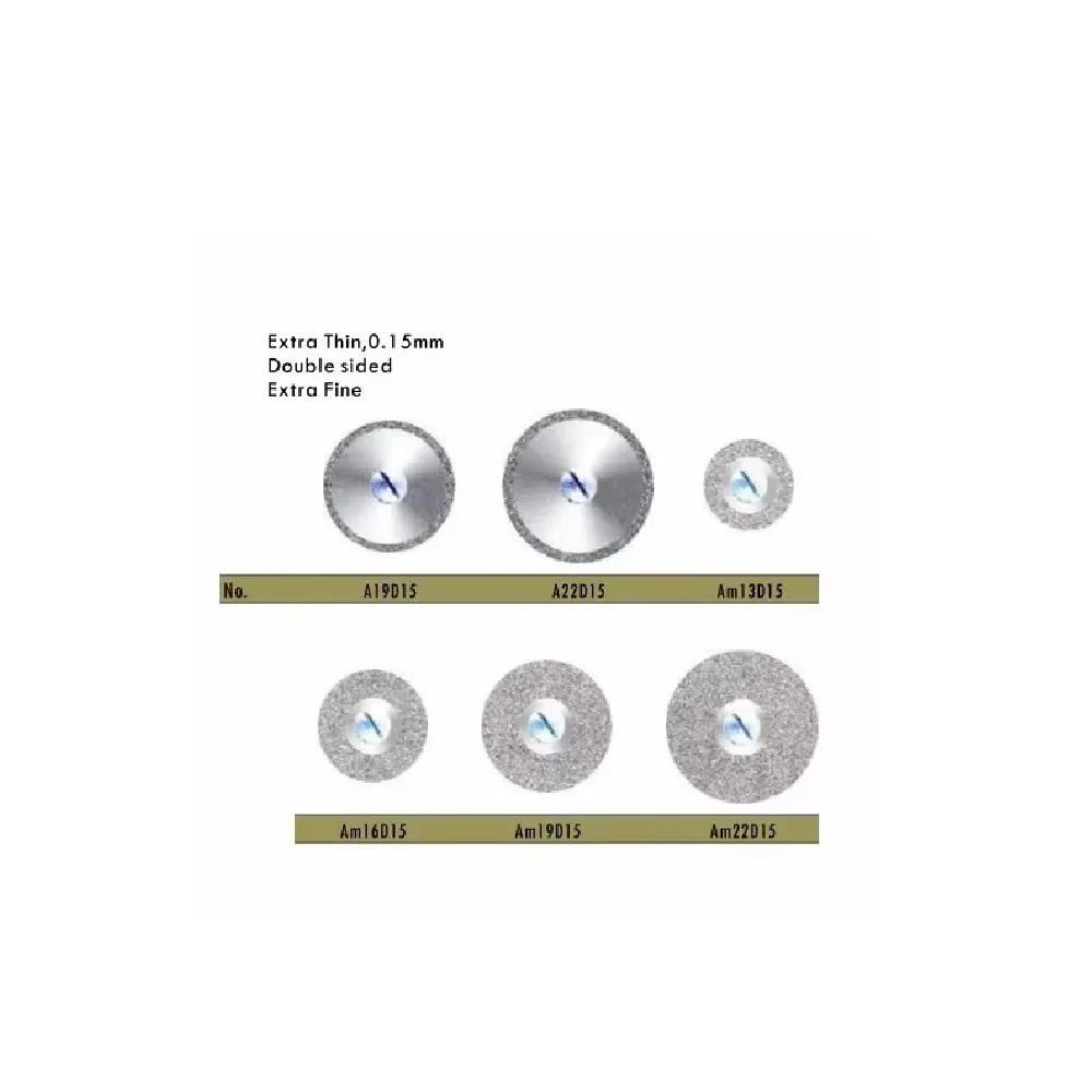 4 sztuk/zestaw dentystyczna tarcza diamentowa z igłą bardzo cienka 0.15mm dwustronna bardzo cienka średnica 13-22mm materiał stomatologiczny