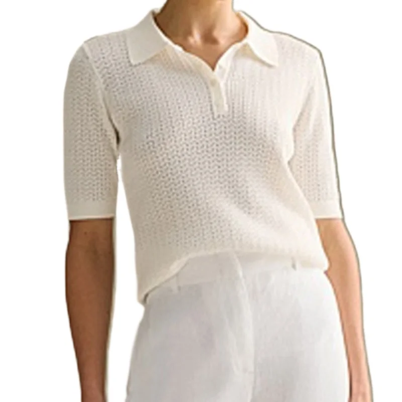 Short Sleeve Knitted T Shirt Woman Summer Casual Loose Lapel Solid Ins Hot Tops Pullover Female Sweater T Shirt Outwear