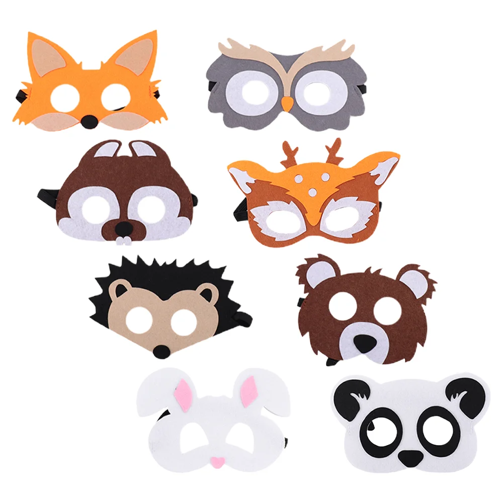 8 Pcs Party Mask Animal Felt Masks For Cosplay Novelty Halloween Cloth Adorable Child