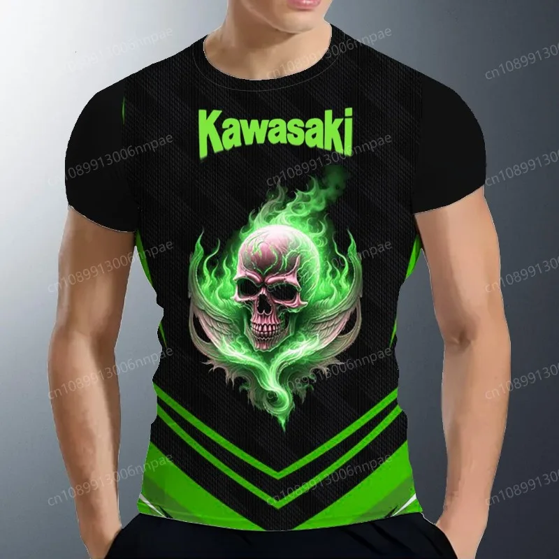 

Motorcycle Street Men Tops Short Sleeve T-shirt Kawasaki Men's Fashion 2025 Adventure T-shirts High Quality Casual Cool T Shirt