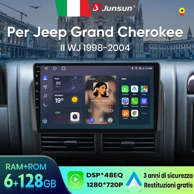 Image of Junsun Kabelloses CarPlay Android Autoradio für Jeep Grand Cherokee II WJ 1998 1999-2004 GPS-Navigation 8-Kern DSP RDS Bluetooth
