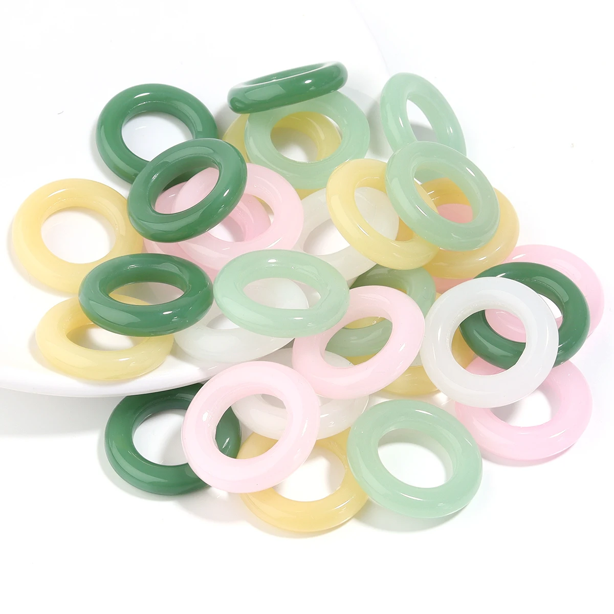 10pcs/lot High Quality Imitation Jade Lampwork Ring Colorful Glass Ring For Women Girls Jewelry Making DIY Ring  Accessories