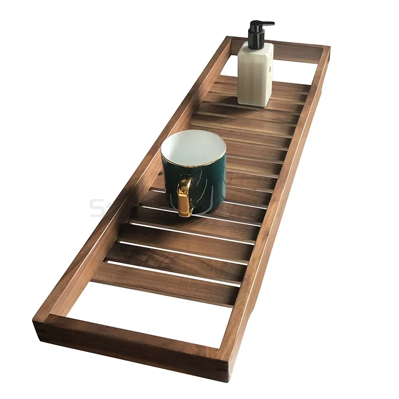 Solid Wood Bathroom Bathtub Shelf Simple Storage Board Japanese Style