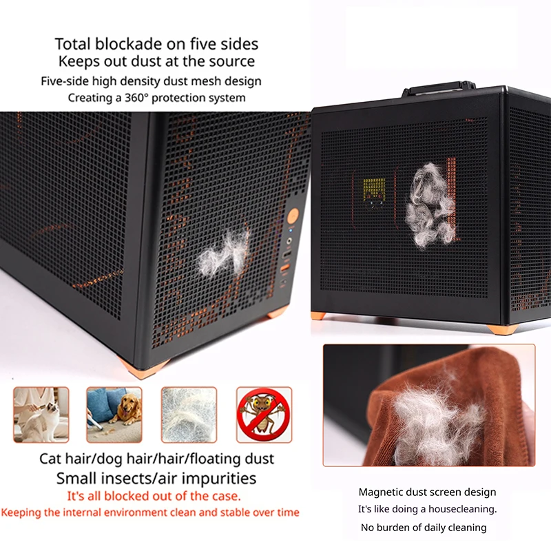 Power Train X-GAMERX Mesh P80 PC gamer case Anti-cat hair hidden folding handle 25L compact body TYPE-C desktop computer case