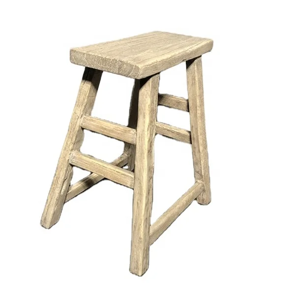 

Antique Vintage Recycled Elm Wood Natural Strong Pub Counter Bar Stools