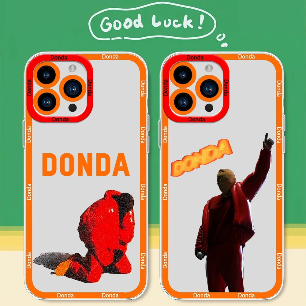 Rapper K-Kanye West Donda Phone Case for iPhone 12 11 13 14 15 16 Max Pro Plus Transparent Bezel Cover