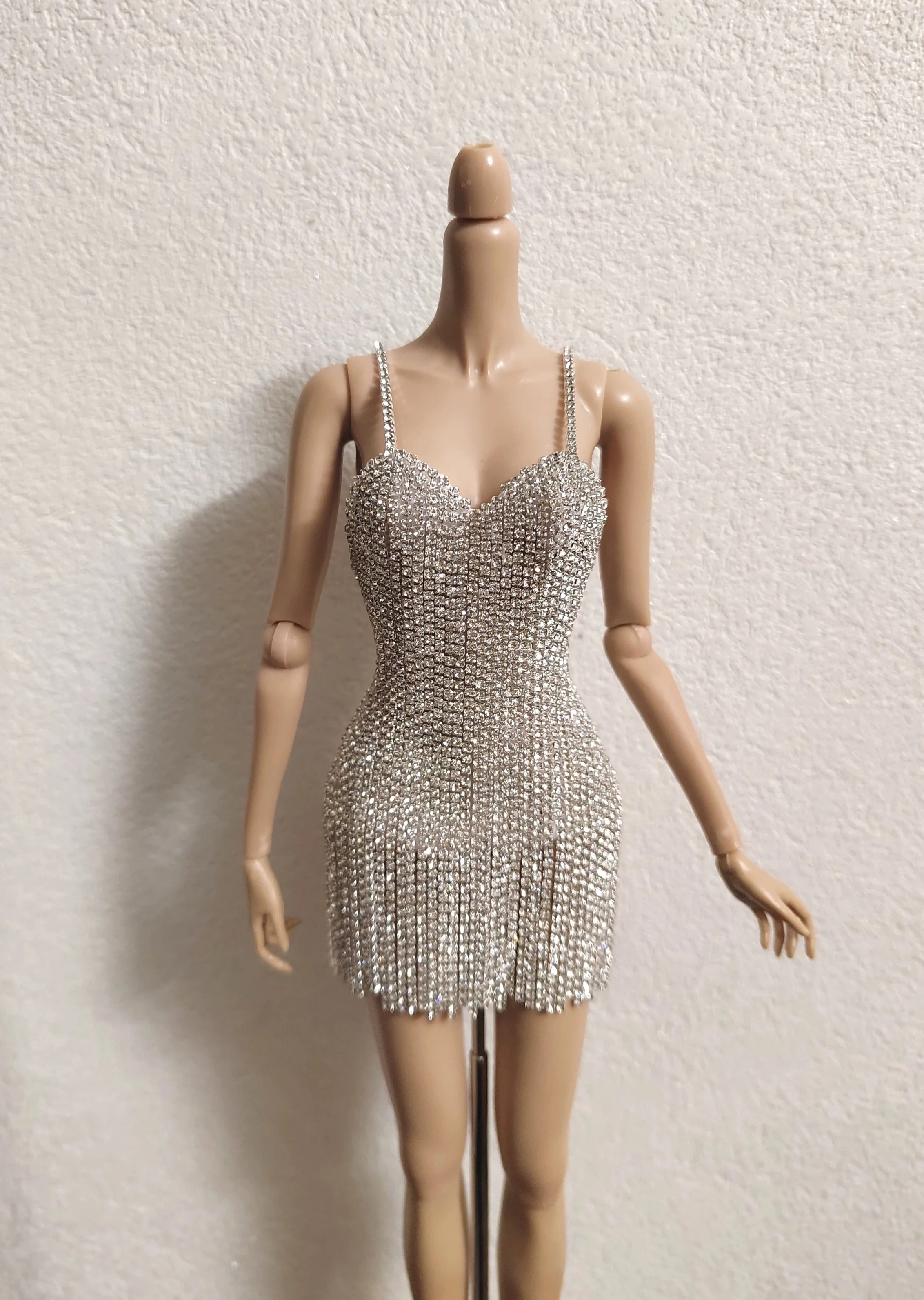 Original Design Limited Collection Level Luxury Diamante Fringe Dress 1/6 30cm Princess Doll Clothe Accessorie Dinner Party Wear