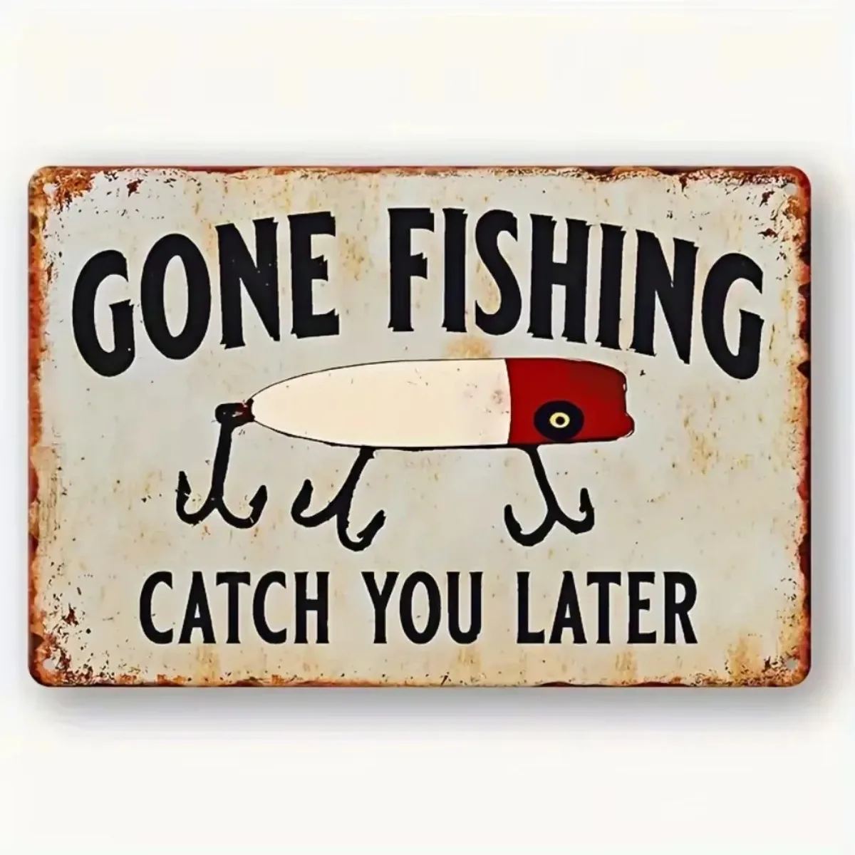 „Gone Fishing“ Rustikales Metallschild: Zeitloses Dekor für Angelbegeisterte, ideales Geschenk für Angelliebhaber, keine Frage des Anlasses