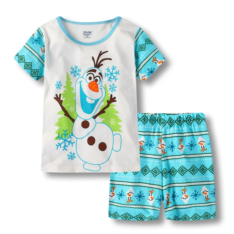 Hot Summer Short sleeved Pyjamas Suit Frozen elsa Anna kids Sleepwear Pijamas Cotton Nightwear Clothes Pajamas Sets Gift