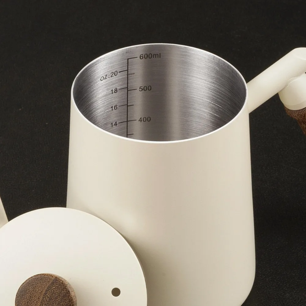 Wooden Handle Goose Neck Coffee Kettle 304 Stainless Steel Drip Port Pour-over Coffee Pot Narrow-Mouthed Comfortable Grip