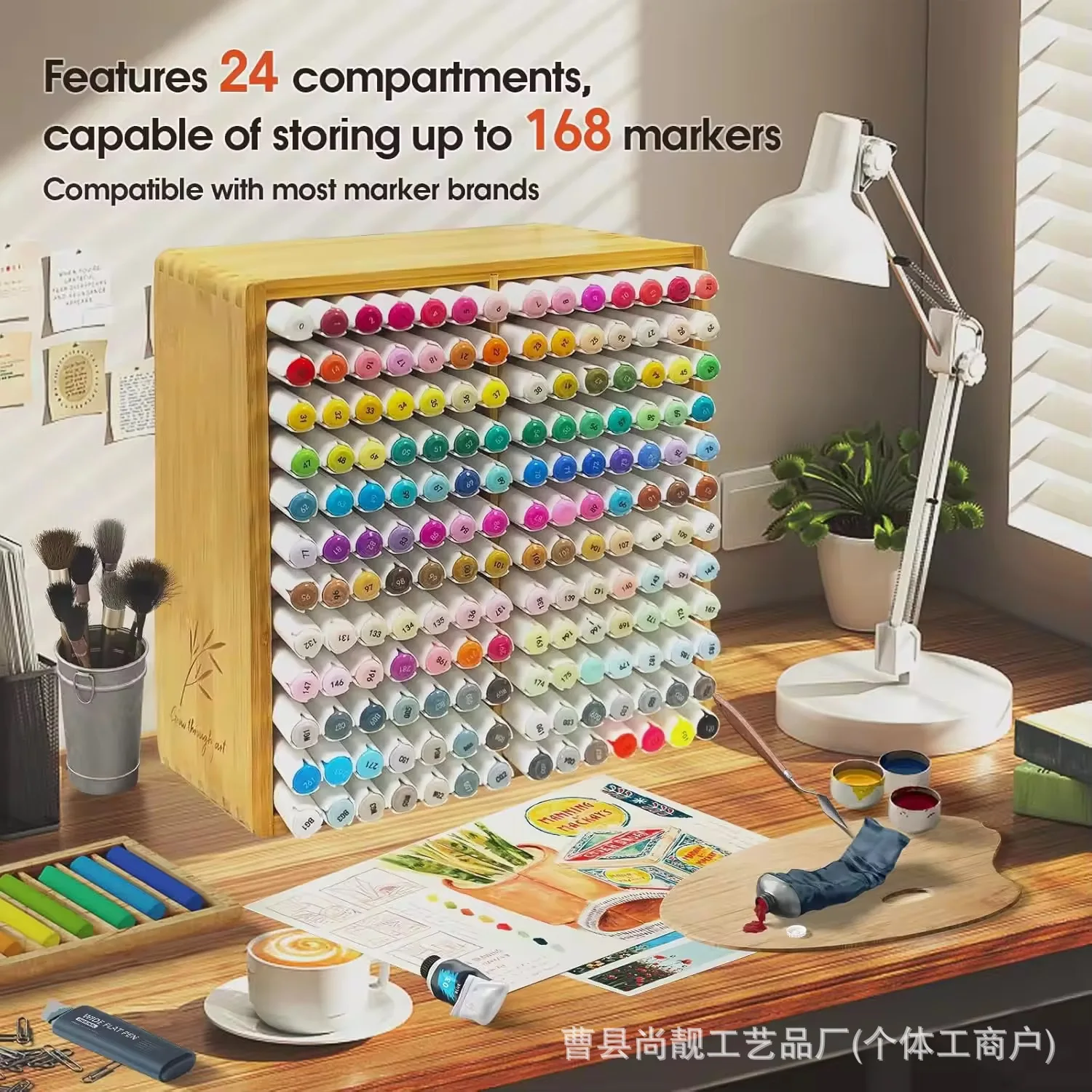 Large Capacity Marker Holder Acrylic Stationery Pen Storage Box Pencil Storage Shelf Office School Supplies Marker Organizer