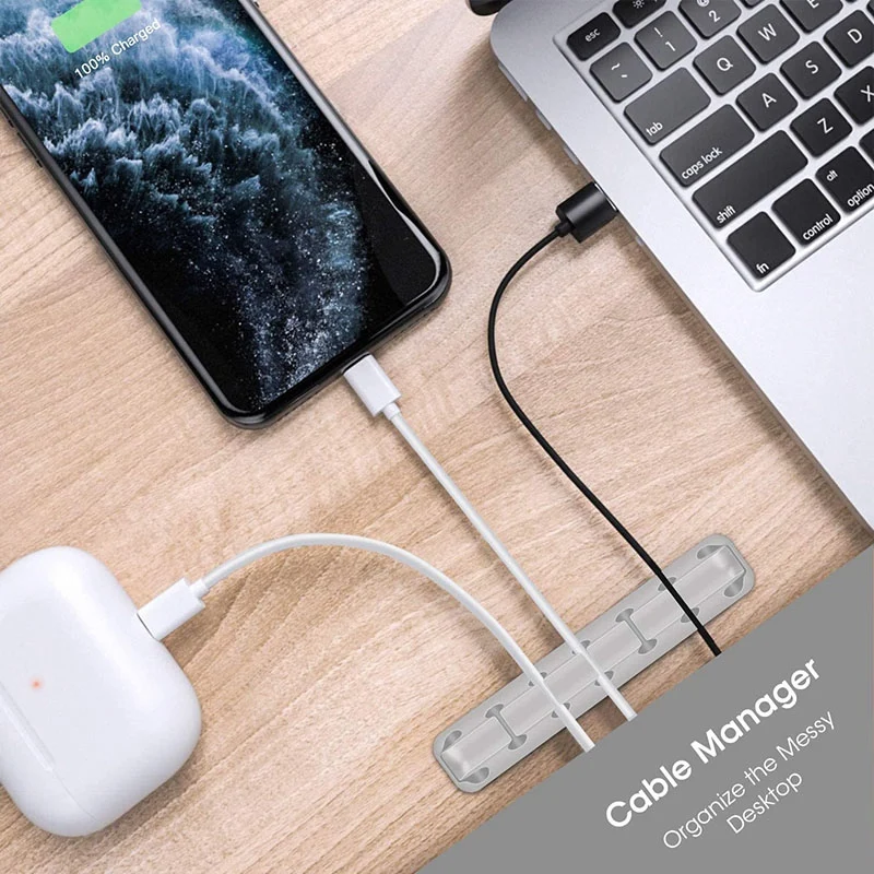 Silicone Desktop Data Cable Holder Self-Adhesive Winder Cable Fixing Clip 3 Pack Cable Organizing Clip