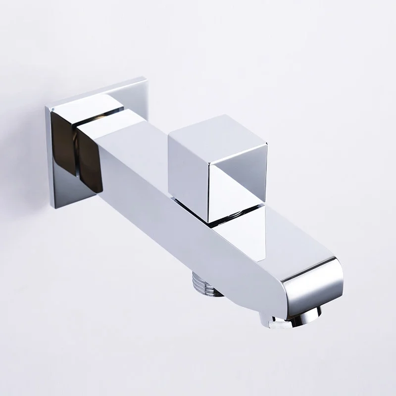 

All-copper in-wall single cold chrome square mop pool splash-proof net nozzle laundry pool outdoor balcony faucet