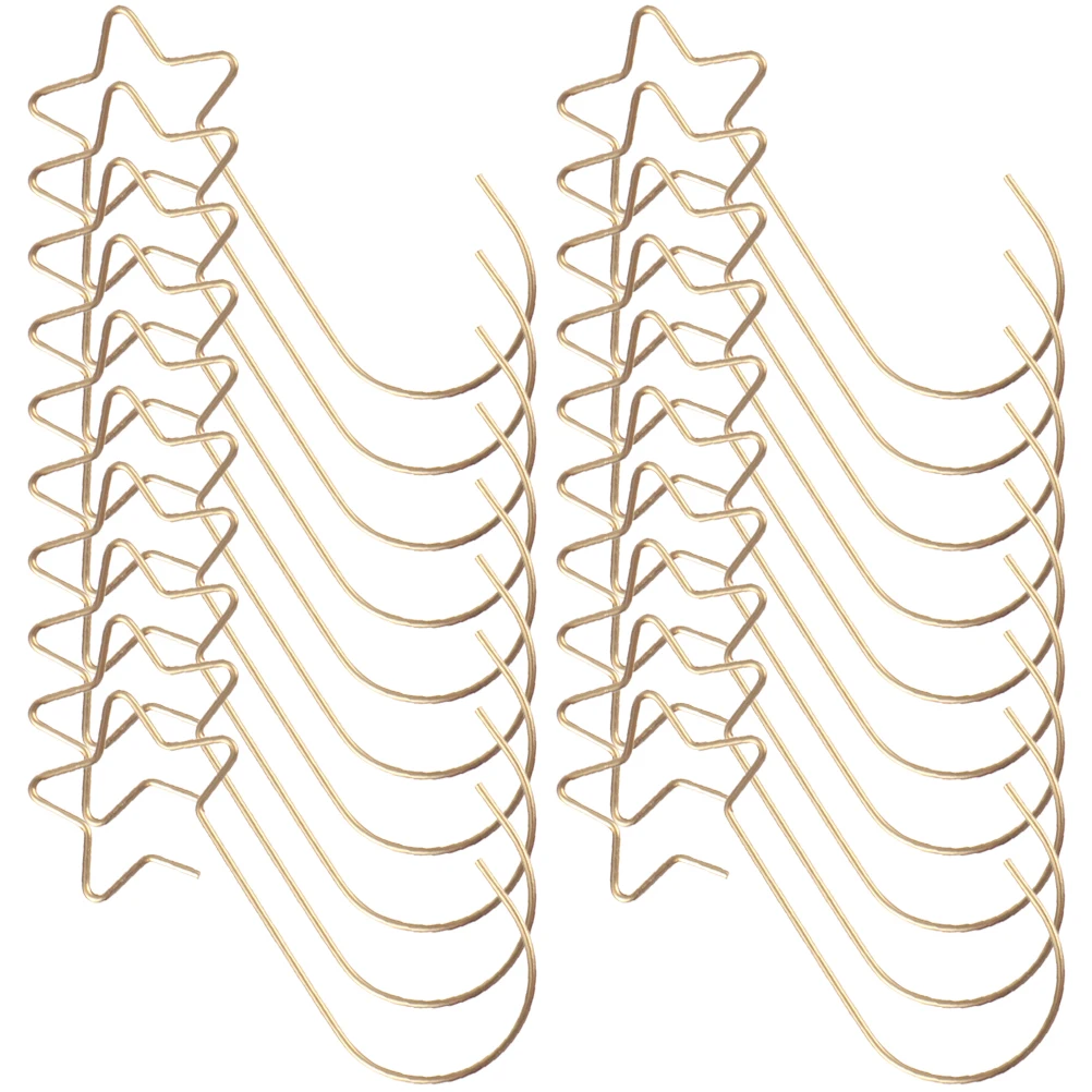 

100pcs Christmas Flower Hook 1 0x50mm Golden Star Shape Ornament Hooks for Hanging Bauble Decorations Metal Wire Hangers Xmas