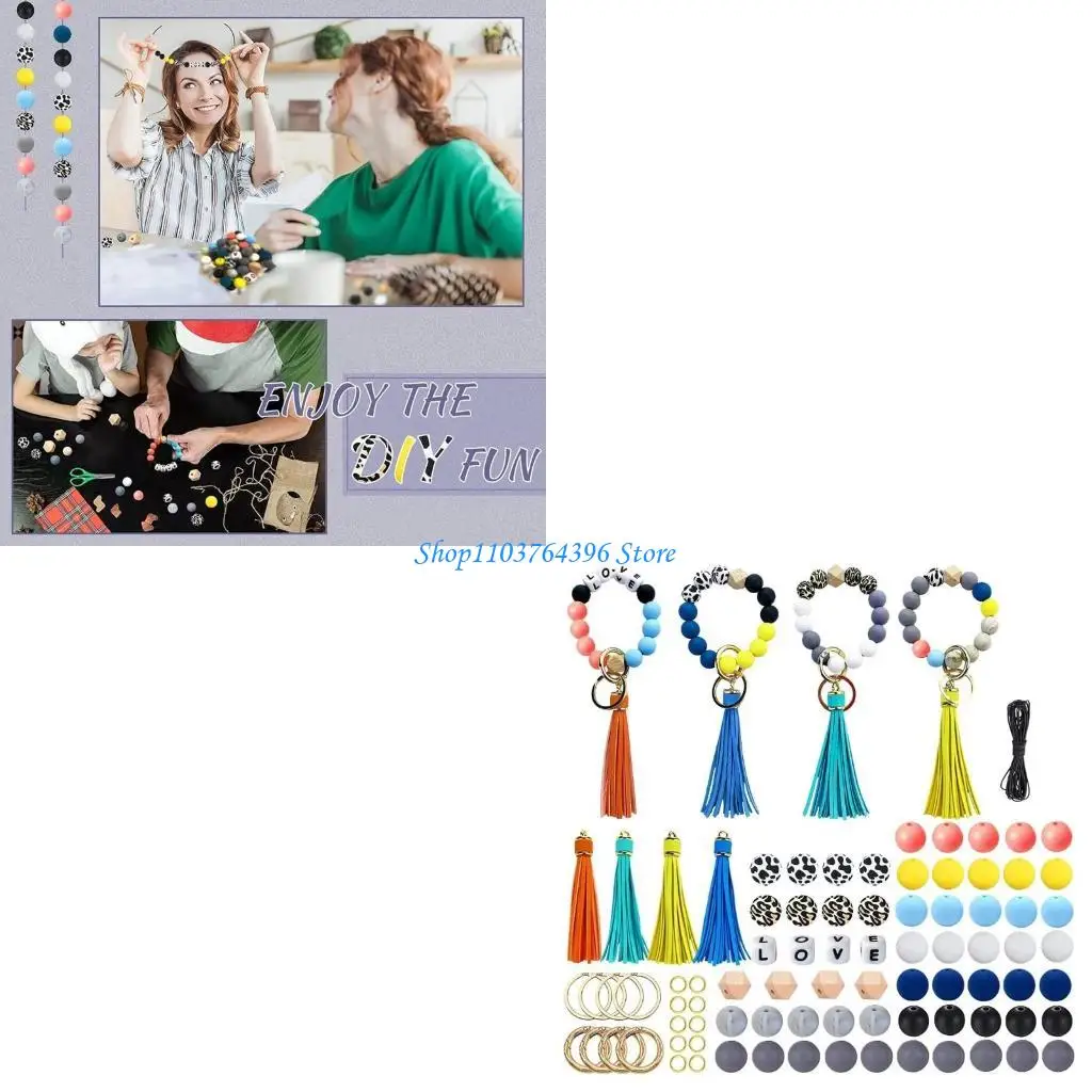

Silicone Beads with String and Tassel Silicone Spacer Beads for DIY Crafts Necklace Bracelet Jewelry Keychain Making