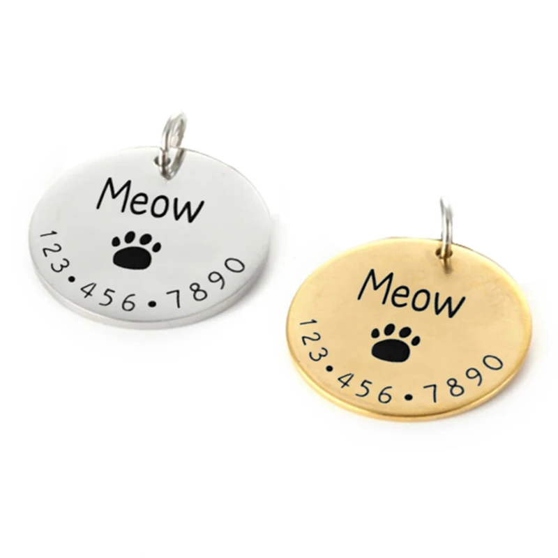 Personalized Pet Cat Dog ID Tag Collar Accessories Custom Engraved Necklace Chain Charm Supplies For Dog Tag Name Products