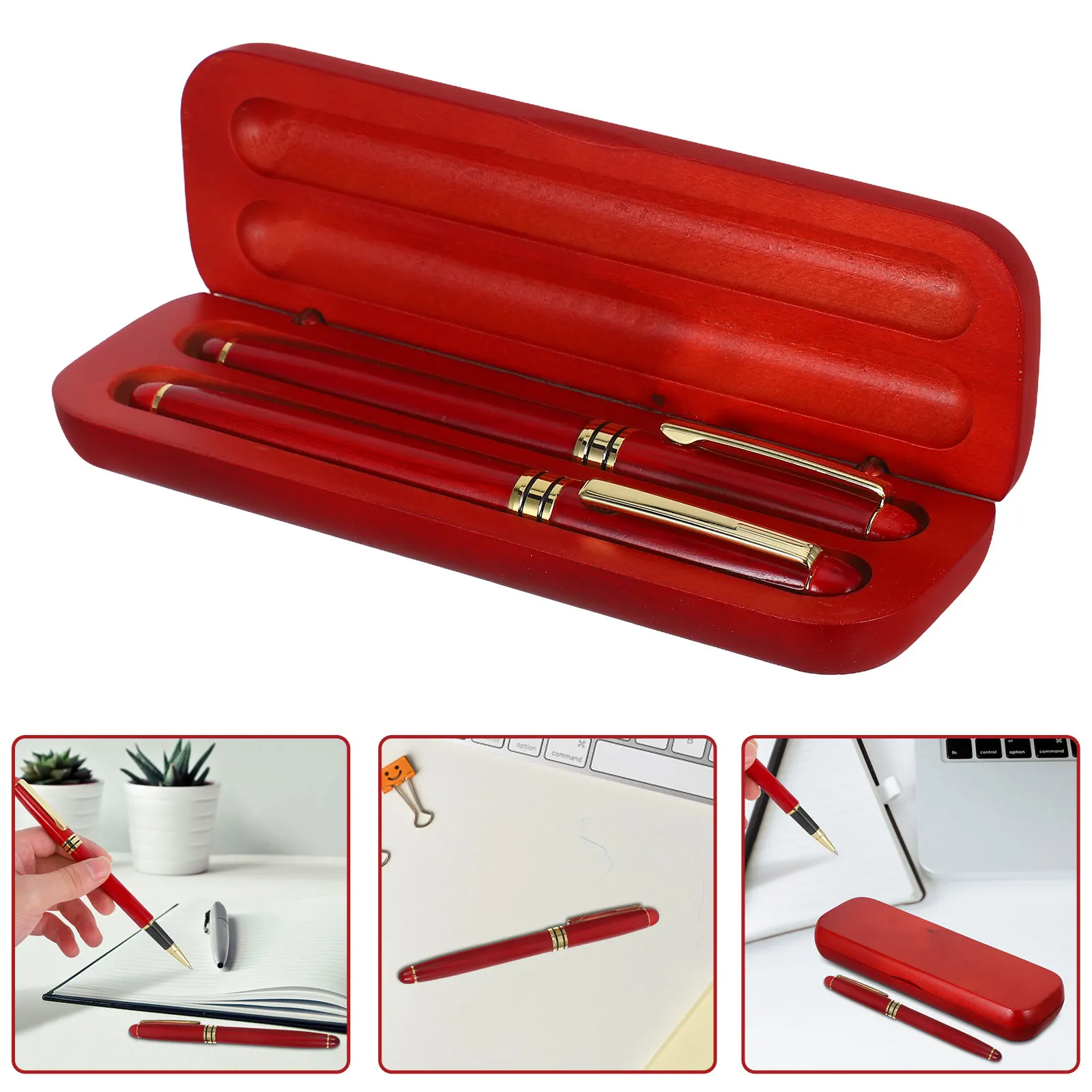

Slim Rosewood Fountain Pen Ballpoint Pen Set Elegant Lightweight Office School Stationary Gift Box Anniversary Christmas