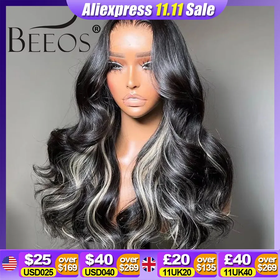 

BEEOS 1B/613 Oreo Highlight 13x6 HD Lace Frontal Wig 250% Pre plucked 613 Blonde Body Wave 5x5 HD Lace Closure Wig For Women