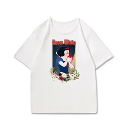 Disney Snow White Printed T-shirt Women's Cotton Short Sleeves Seven Dwarfs Girl Cartoon Casual Versatile T-shirt Clothing