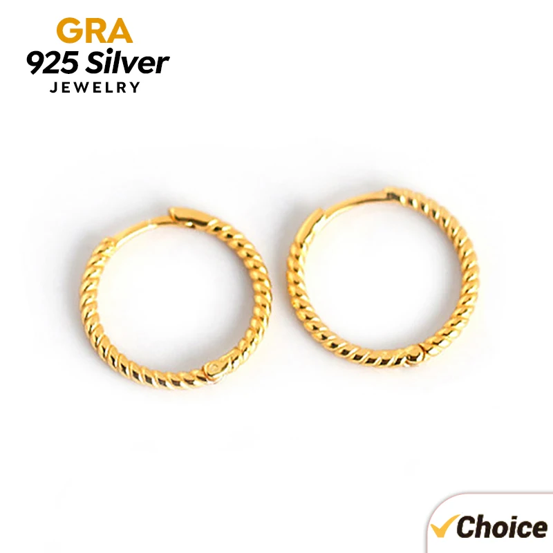 GRA 11MM Classic Circle Hoop Earrings For Women 925 Sterling Silver Round Earring Men Pendientes Huggie Earring Jewelry Aretes