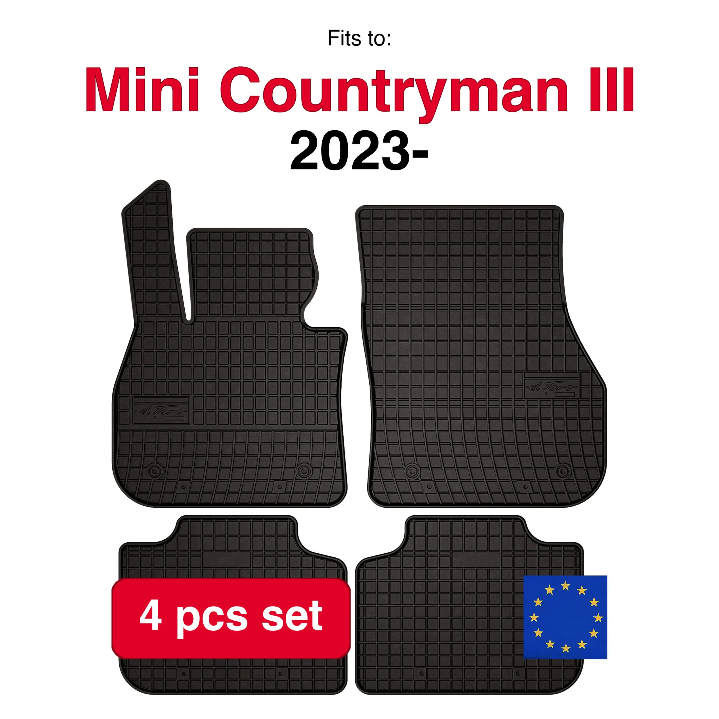 Rubberen automatten voor BMW X1 U11 crossover (2022-) -Zwart passend (4 stuks)