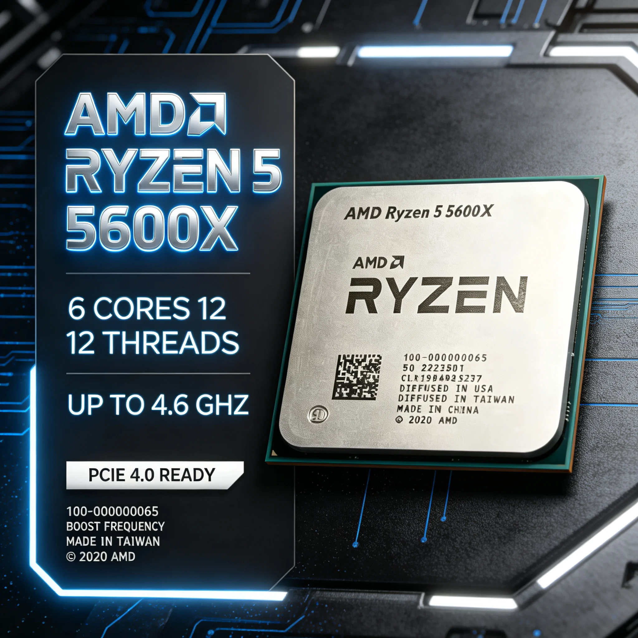 AMD Ryzen 5 5600X 6 Core 12 Thread 4.6GHz Unlocked AM4 Gaming CPU Processor Tray OEM Pro X Max Speed Gamer X Pro Max Plus