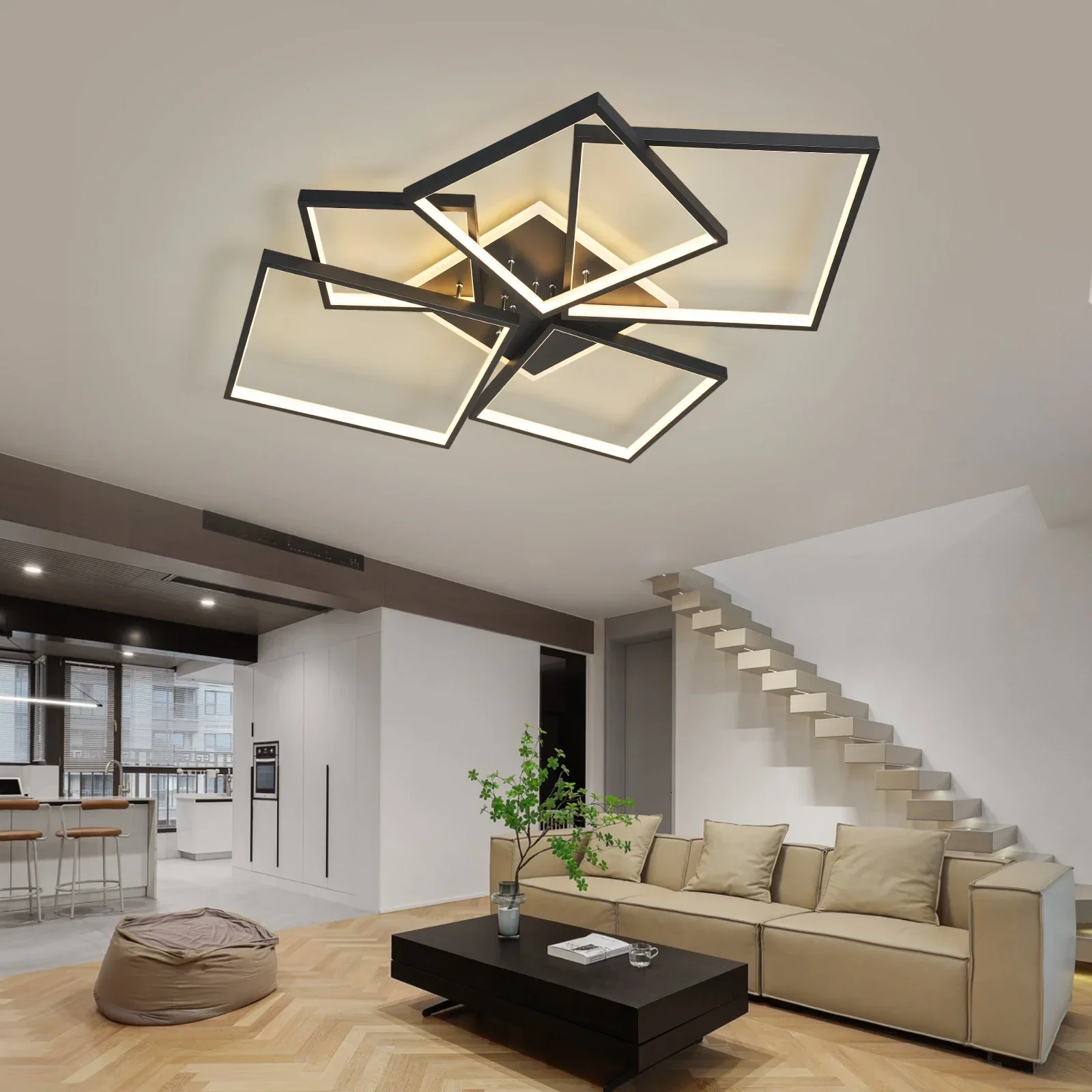 

Smart Home Alexa Modern Led Chandelier For Living Room Bedroom Study Black/Gold Dimmable Ceiling