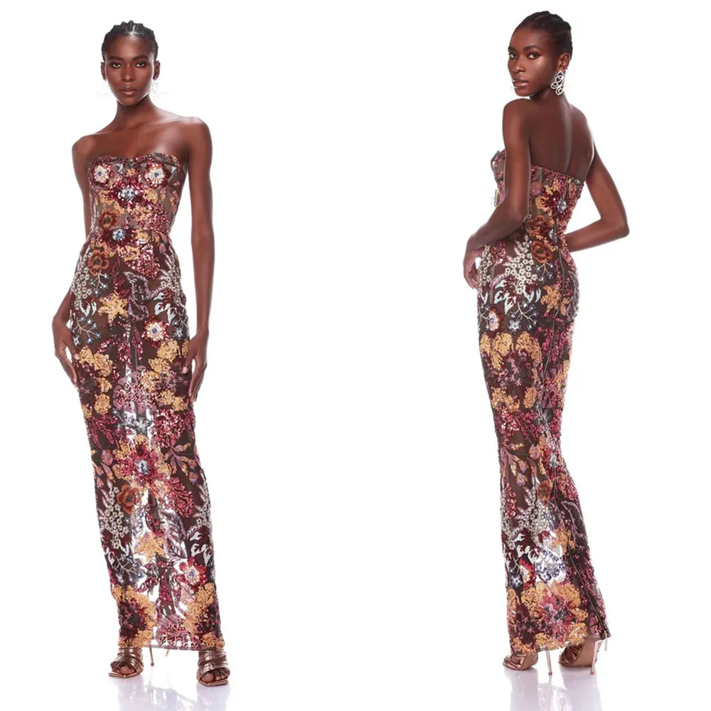 

New Sle Mid-Length Casual Glitter Sequin Embroidered Me Tube Top Dr Women's Wedding Performance Toast Dr Skirt