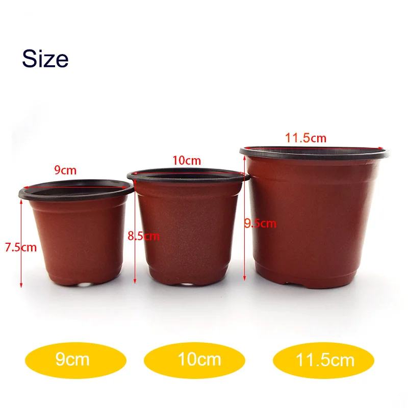 9cm 10cm 11.5cm Plastic Flower Pot Nursery Planter Pots Containers Plant Starting Planting Tray Grow Box for Home Garden Supply