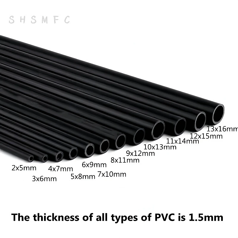 2~5PCS 50cm O.D 5~19mm Black PVC Pipe Fish Tank Aquarium Water Pipe Planting Frame Tube Garden Irrigation Watering Fittings DIY