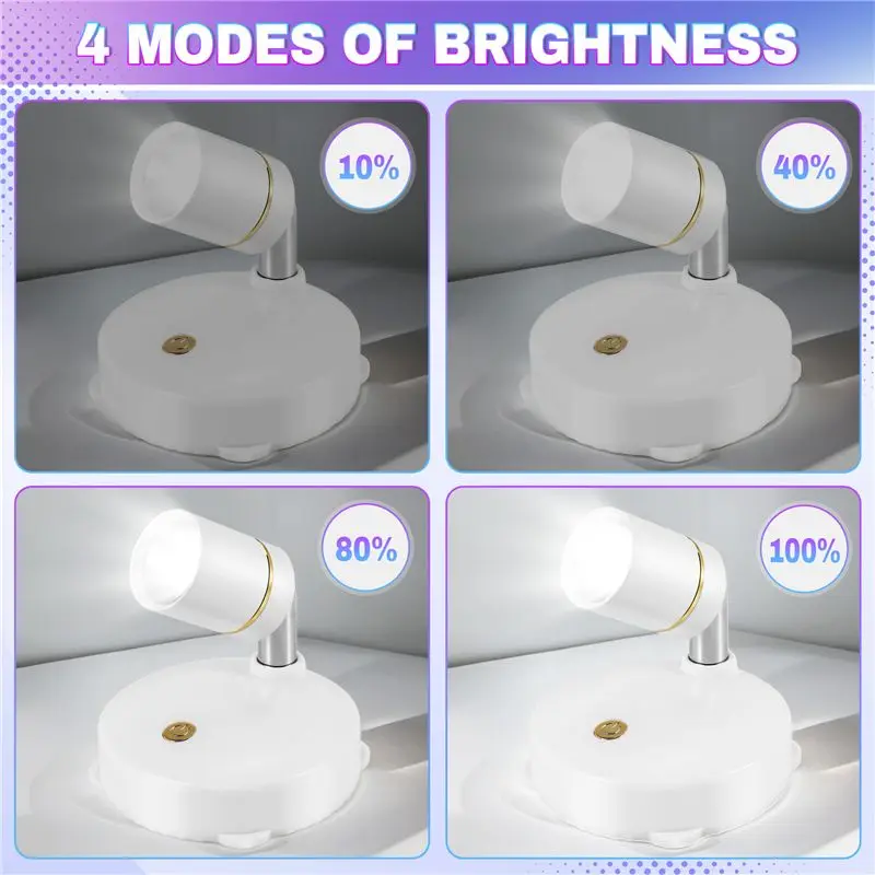 A74E-Wireless Spot Lights Battery Operated Accent Lights Indoor Dimmable LED Spotlight Anywhere Rotatable Wall Light(2 Pack)
