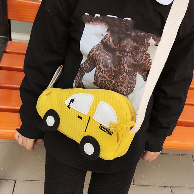 Cartoon Car Boys Mini Messenger Bags Cute Children Corduroy Zipper Purse Kids Girls Accessory Shoulder Bag Small Purse