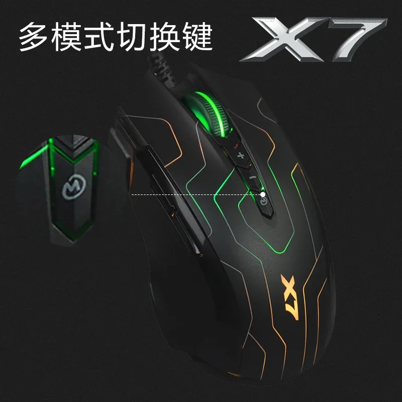 A4tech X7 X89 Gamer Mouse Wired Lightweight PAW3212 RGB Light 2400DPI Macros Office E-Sport CSOL Gaming Mouse For Laptop PC Gift