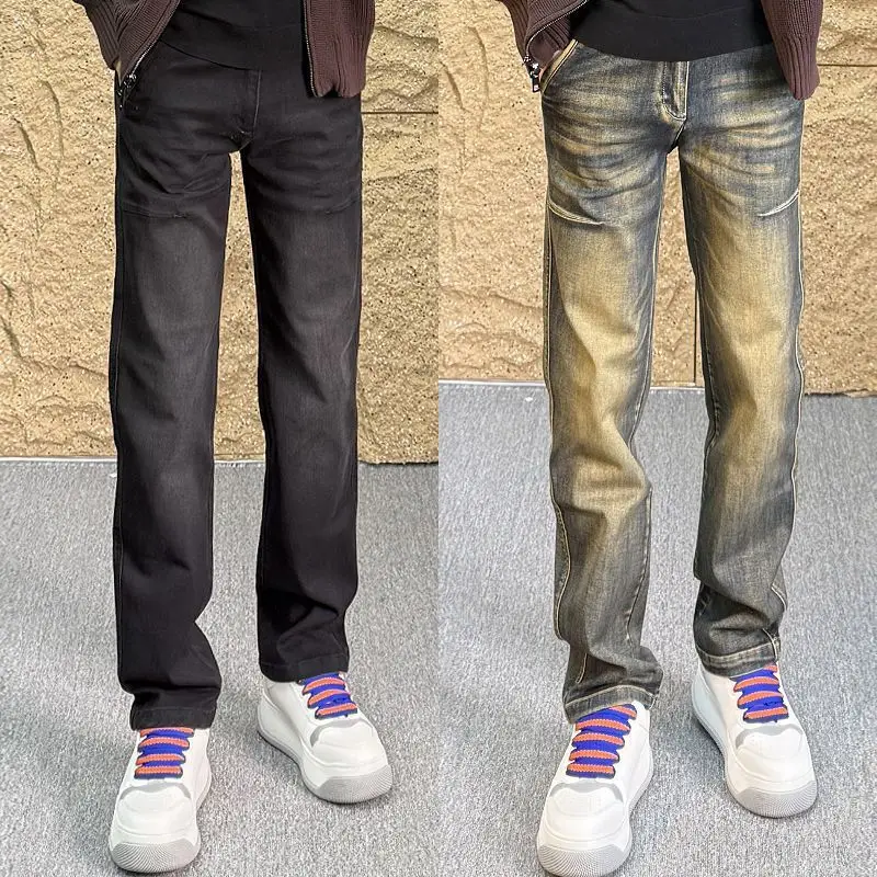 

Men'S Jeans Spring And Autumn New Casual Pants Pocket Cover Cool Straight Pants Versatile Trendy Men'S Trousers