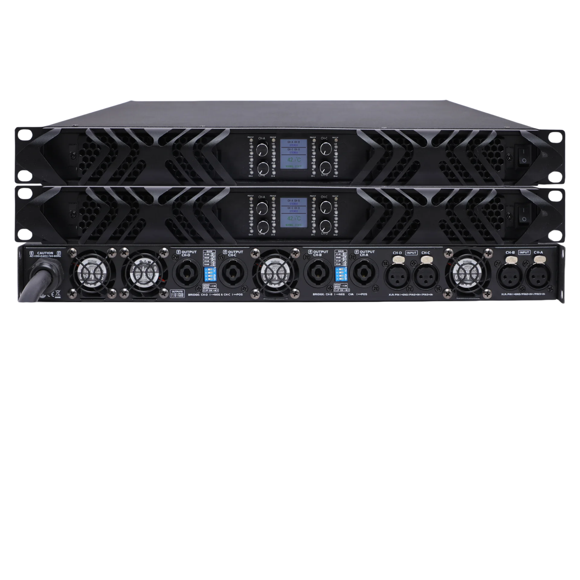 DPB4.32 1U Class D Professional IXYS MOS 4 Channel 4x3200W 8Ohm PRO Audio Power Amplifier Digital Amp Metal